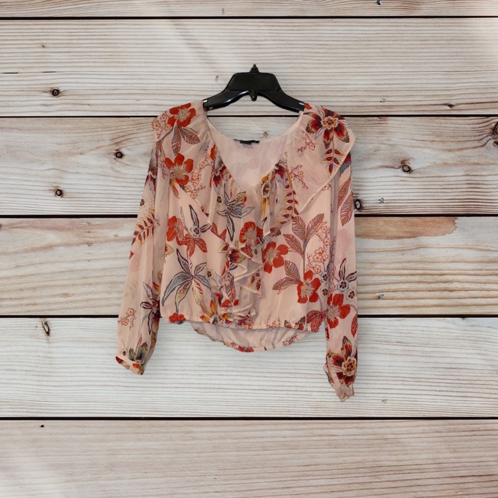 Sanctuary Floral Ruffle Chiffon Dressy Top